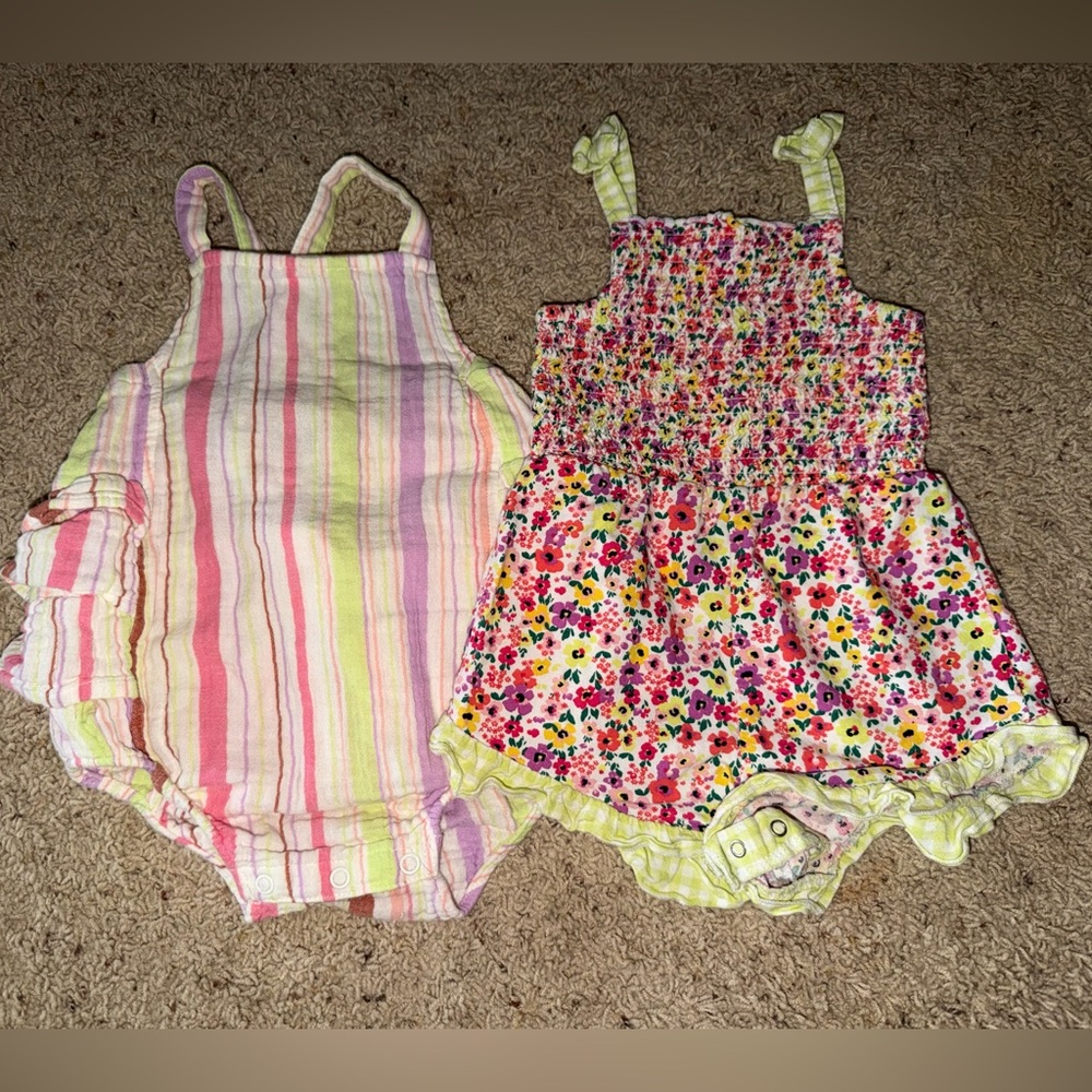 Okie Dokie Pink and Yellow Floral Bodysuits